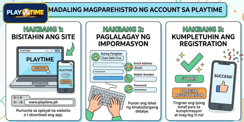 Paano madaling magparehistro ng account sa PLAYTIME
